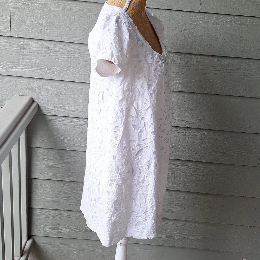Robert Rodriguez Puffed Short Sleeve White Babydoll Cotton Dress Size 6 - Picture 6 of 12